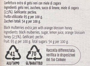 Ingredienti della Confettura Extra di Gelsi Neri con Miele di Zagara 240 g