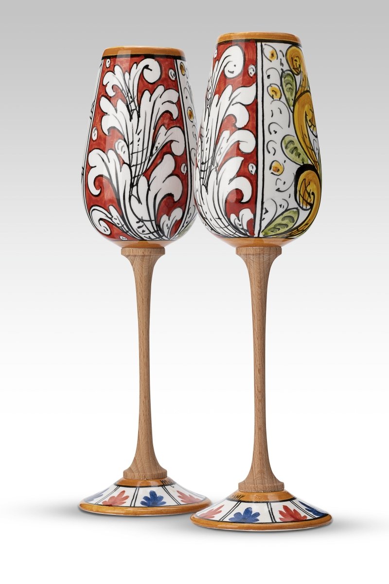 Coppia Flute Diapositive MuloMerrino in ceramica artigianale