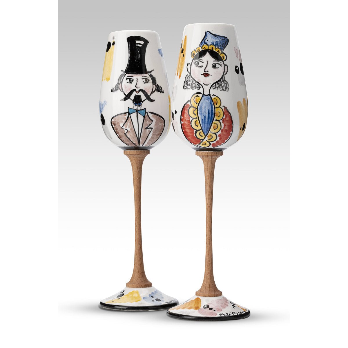 Coppia Flute Lumiera MuloMerrino in ceramica siciliana