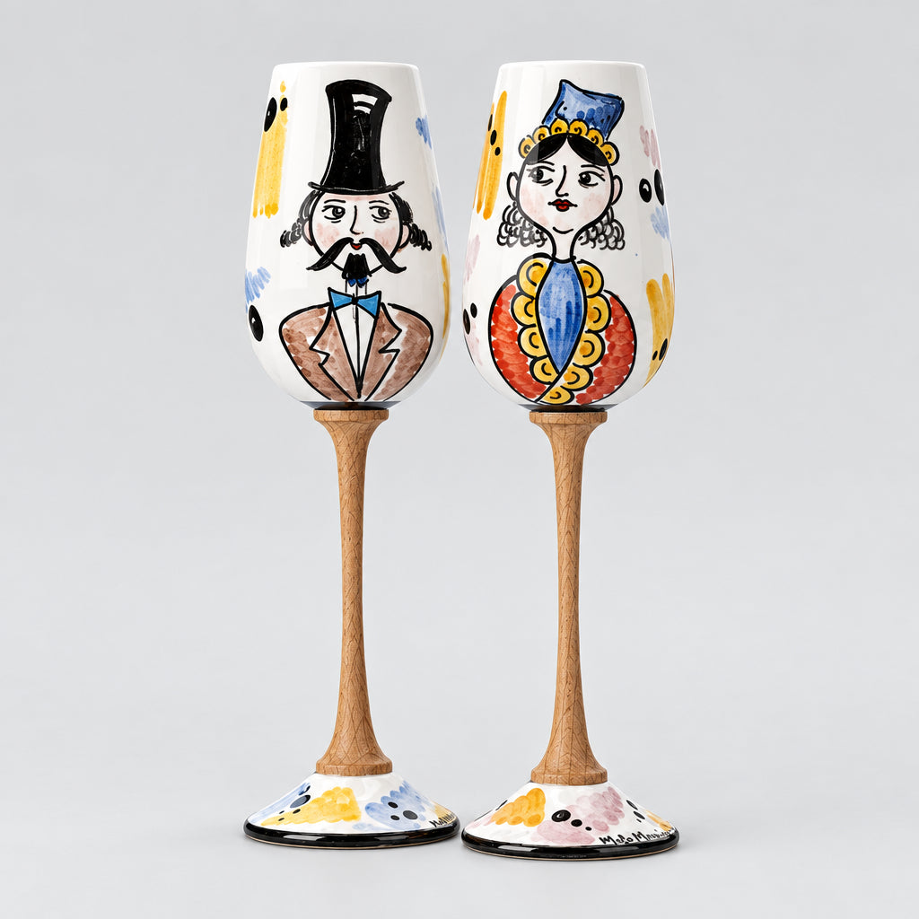 Coppia Flute Lumiera MuloMerrino in ceramica siciliana
