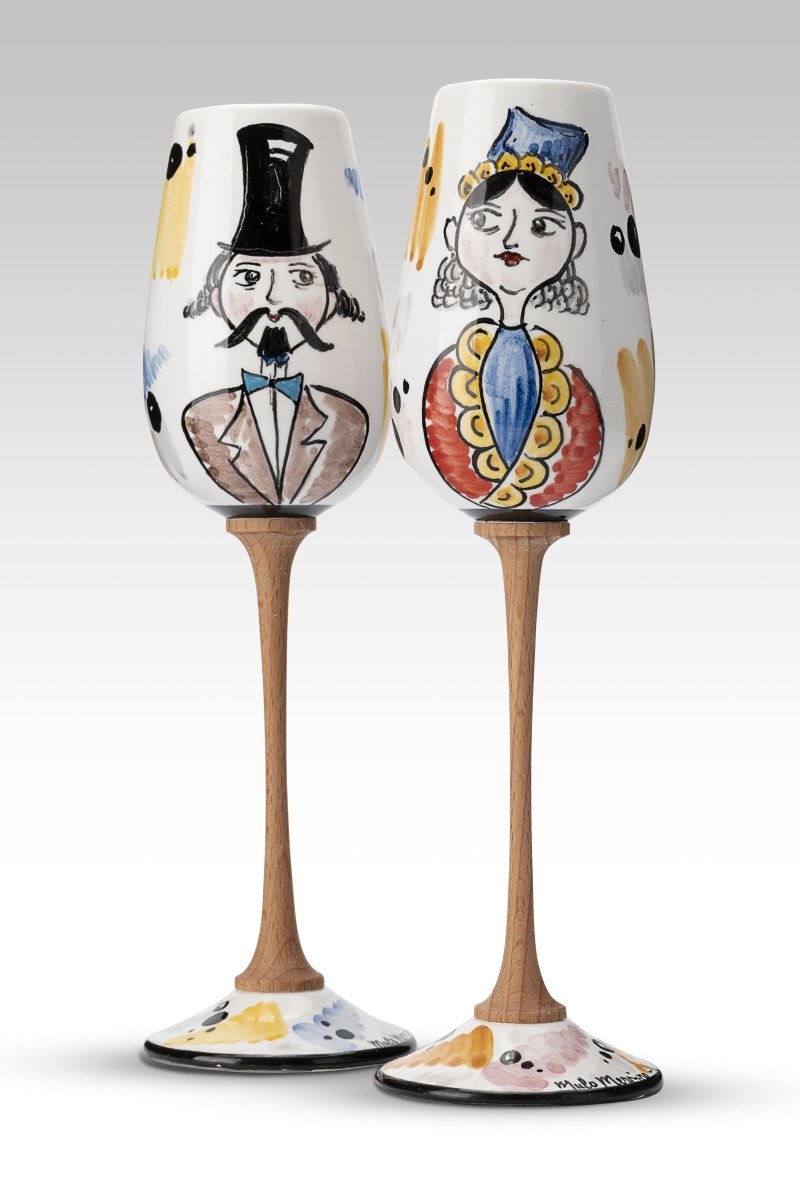 Coppia Flute Lumiera MuloMerrino in ceramica siciliana