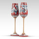 Coppia Flute Ornato Rosso Blu MuloMerrino in ceramica di Caltagirone