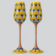 Coppia Flute Pavone Giallo MuloMerrino in ceramica di Caltagirone