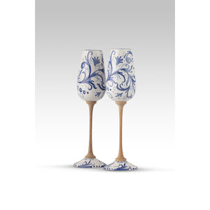 Coppia Flute Volute Blu MuloMerrino in ceramica e legno