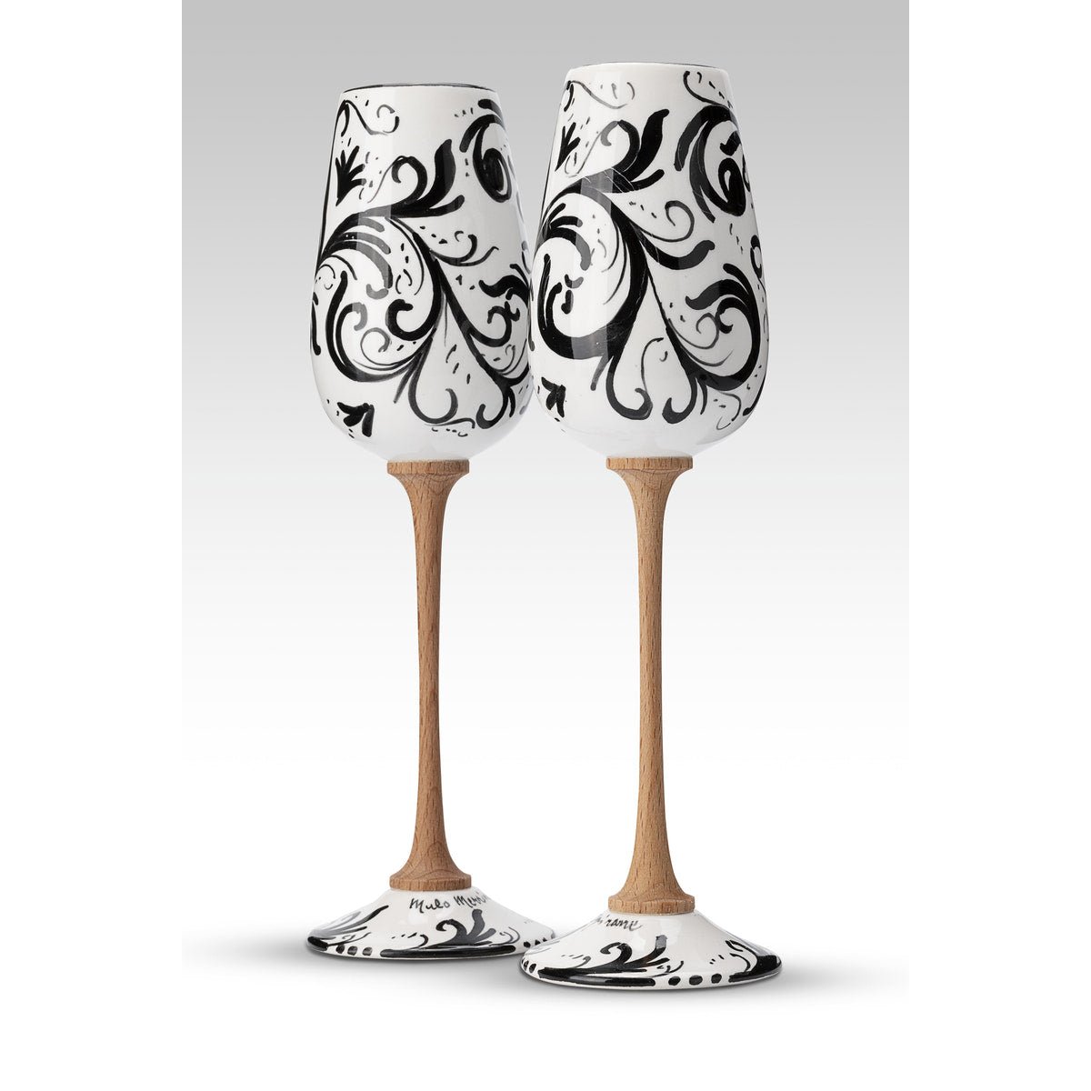 Coppia Flute Volute Nero MuloMerrino in ceramica e legno