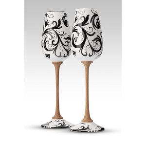 Coppia Flute Volute Nero MuloMerrino in ceramica e legno