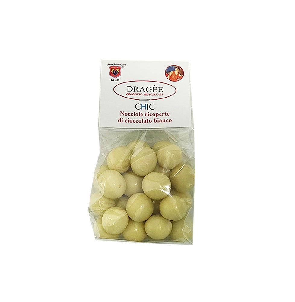 Nocciole ricoperte di cioccolato bianco Antica Dolceria Rizza – Cesta Natalizia Iblea