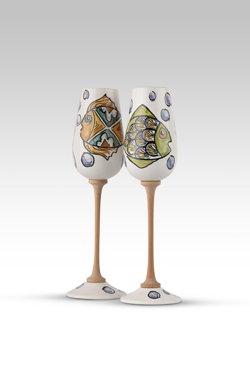 Flute Pesce Bianco MuloMerrino in ceramica siciliana