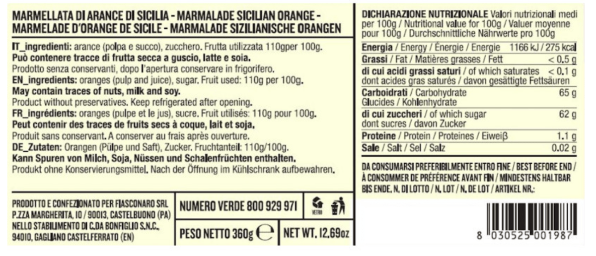 Fiasconaro Sicilská pomerančová marmeláda 360 gr