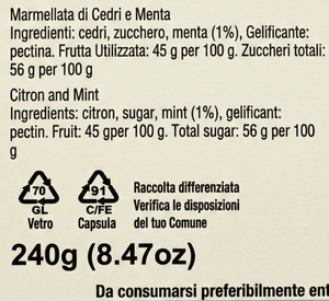 Ingredienti di Marmellata di cedri e menta, Terre Nere