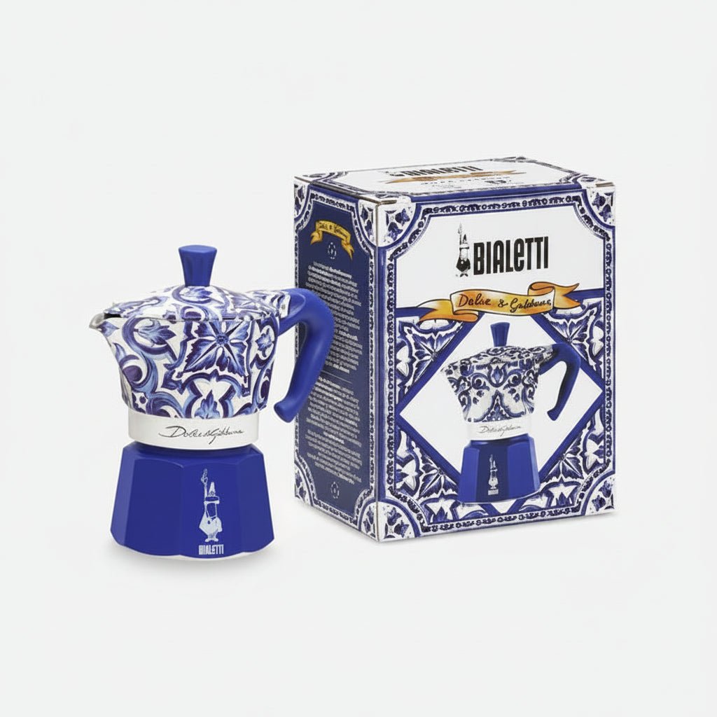 Moka Express Blu Mediterraneo 3 tazze con confezione Dolce&Gabbana