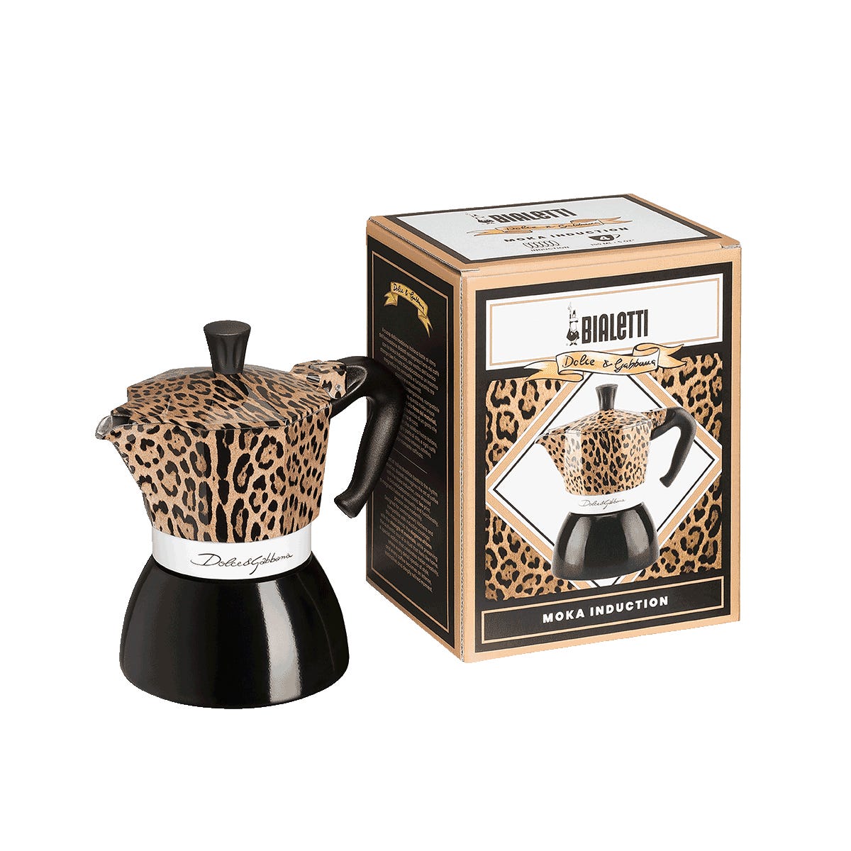 Moka Induction Bialetti Dolce&Gabbana Leopardo, 4 šálky, s ladícím obalem