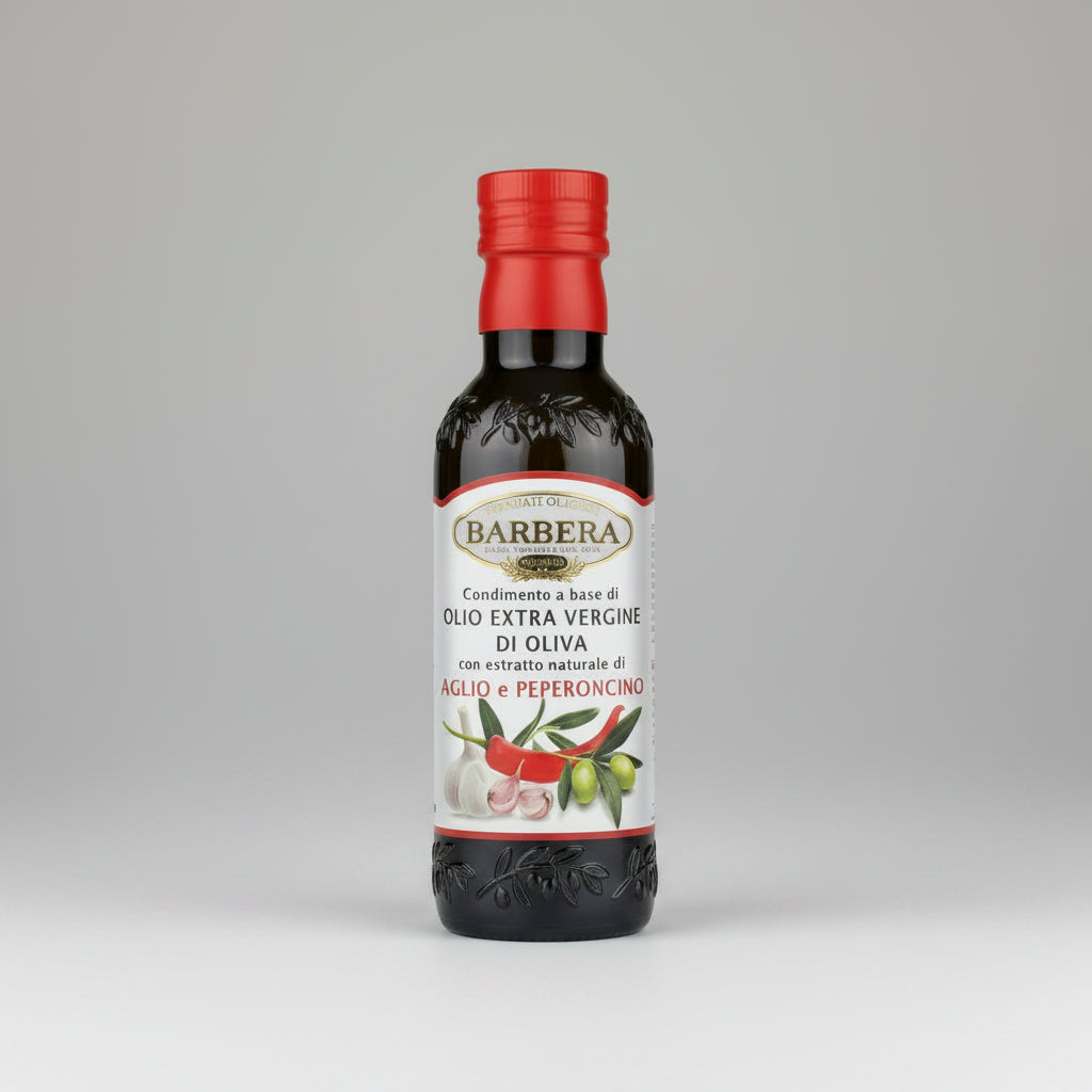 Olio EVO Barbera con estratto naturale di aglio e peperoncino 250 ml