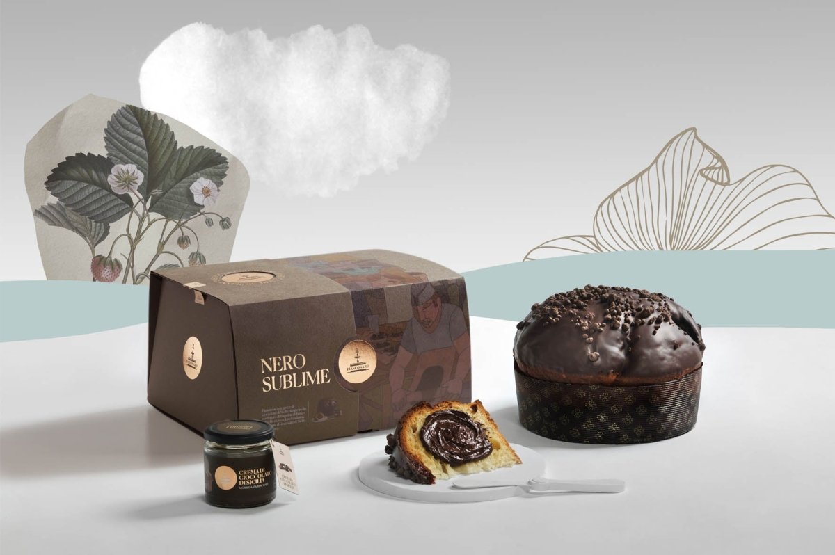 Panettone Cioccolato Fiasconaro Nero Sublime se sicilskými jahodami