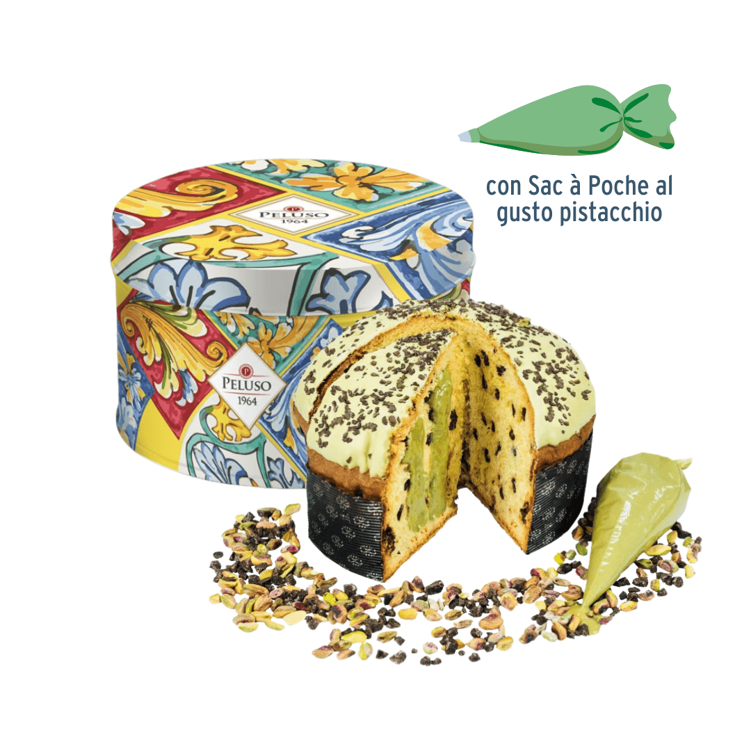Panettone s pistáciemi a čokoládou Modica IGP ze Sicílie