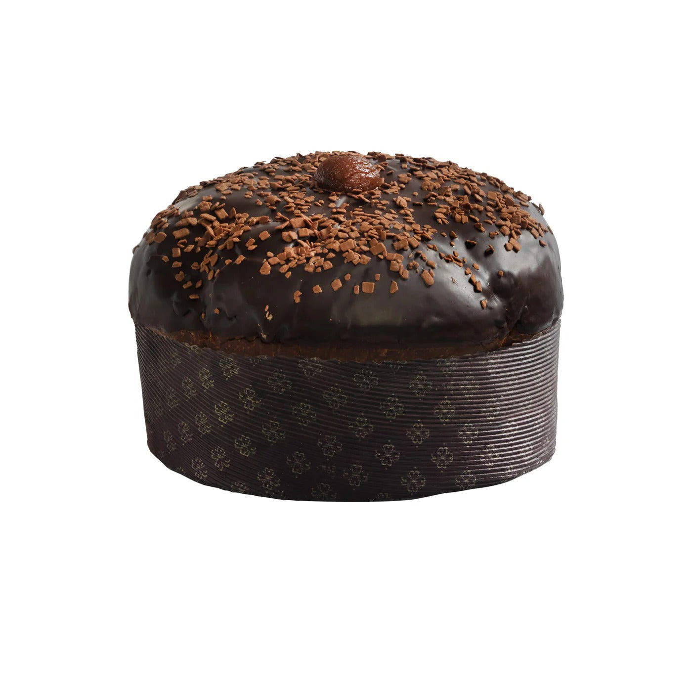 Fiasconaro panettone s kandovaným kaštanem a čokoládou gianduja, pokrytý kaštanovým krémem a polevou z hořké čokolády, 1 kg
