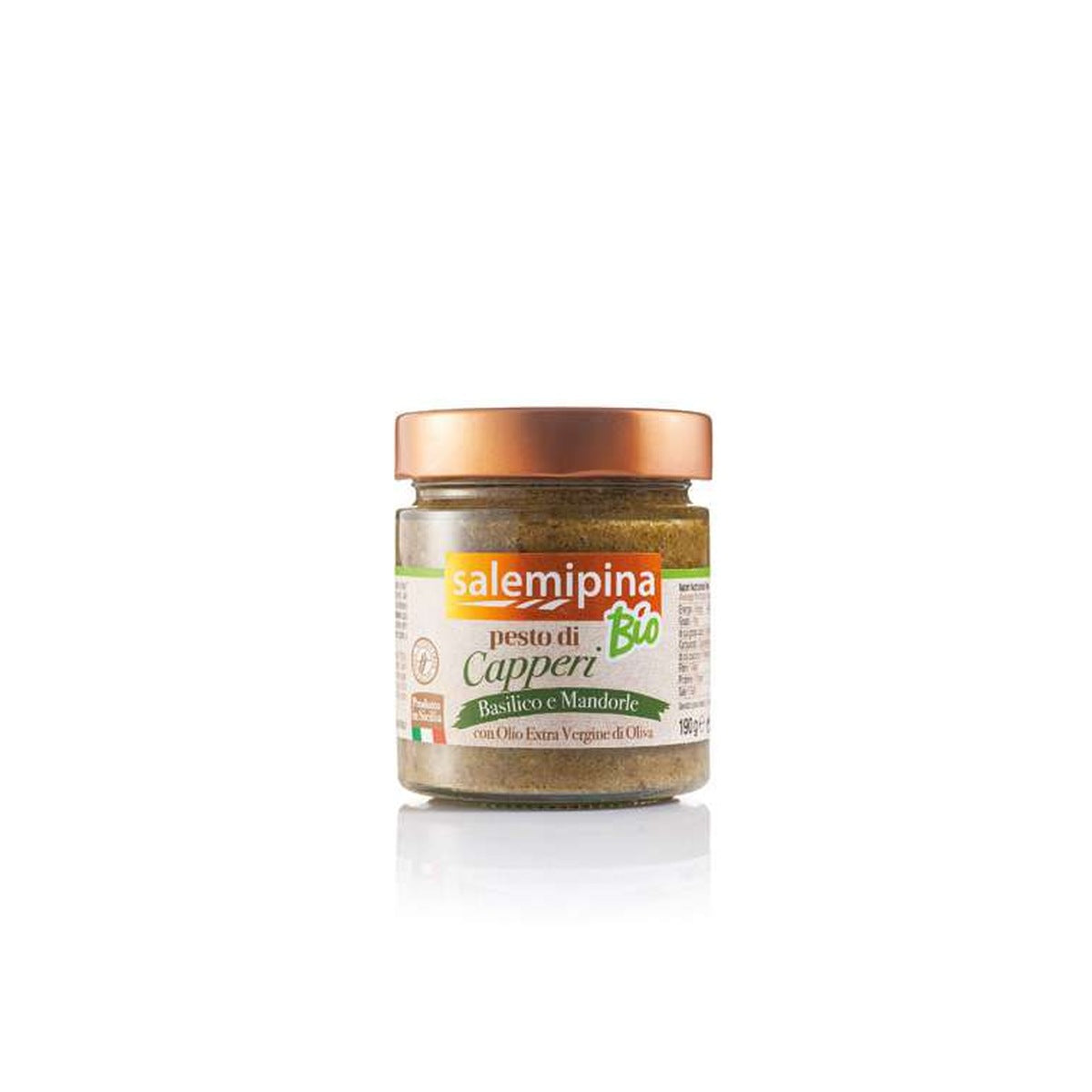 Pesto biologico Salemi Pina di capperi, basilico e mandorle 190 g