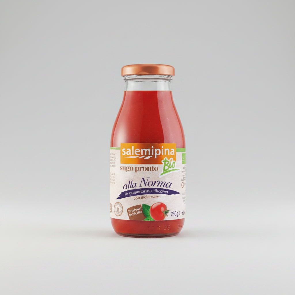 Sugo biologico Salemi Pina alla Norma con pomodoro ciliegino e melanzane