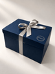 Scatola regalo grande blu con nastro, vuota, per confezioni personalizzate