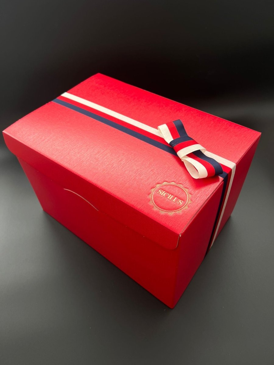 Grande boîte cadeau rouge avec ruban (vide)