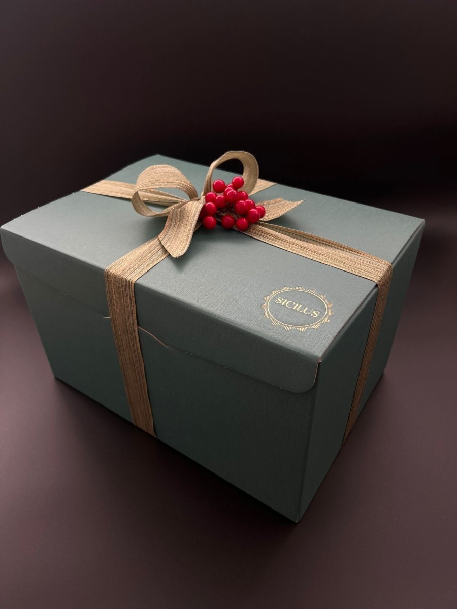 Grande boîte cadeau verte avec ruban (vide)