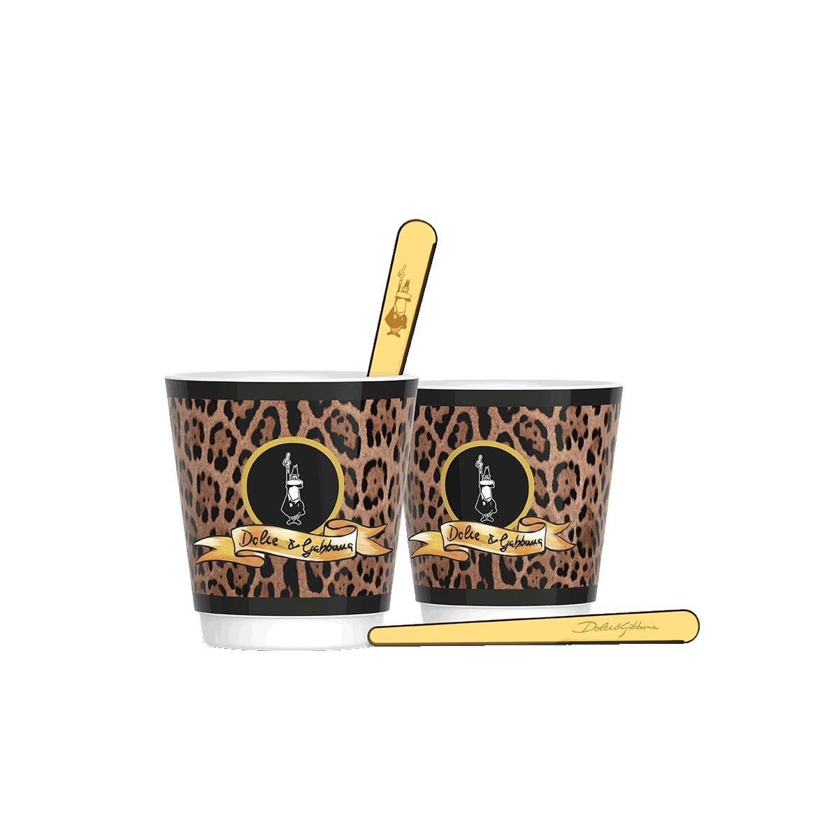 Sada 2 Kávových Šálků a 2 Míchátek Bialetti Dolce&Gabbana Leopardo, kompletní sada