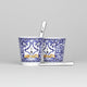 2 bicchierini in porcellana e 2 palettine argentate Bialetti Dolce&Gabbana Blu Mediterraneo
