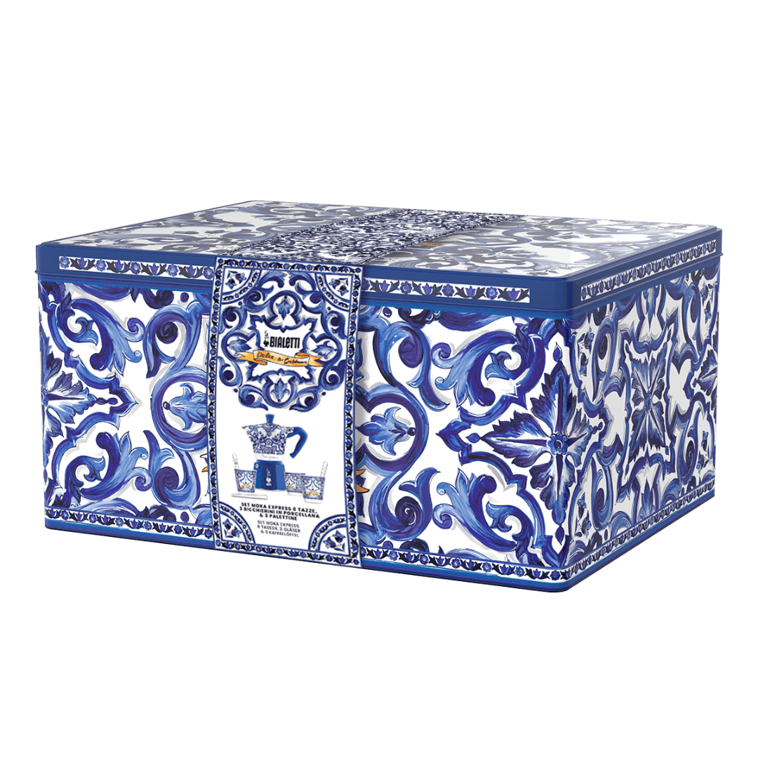 Set Moka Express con 3 Bicchierini e 3 Palettine Dolce&Gabbana Blu Mediterraneo