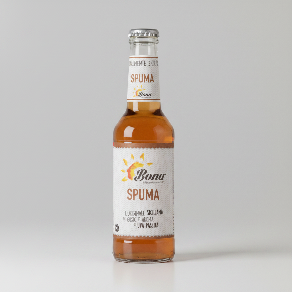 Spuma Bona bibita siciliana al gusto di uva passita bottiglia 275 ml