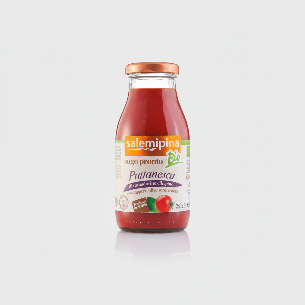 Sugo biologico Salemi Pina alla Puttanesca con pomodoro ciliegino 250 g