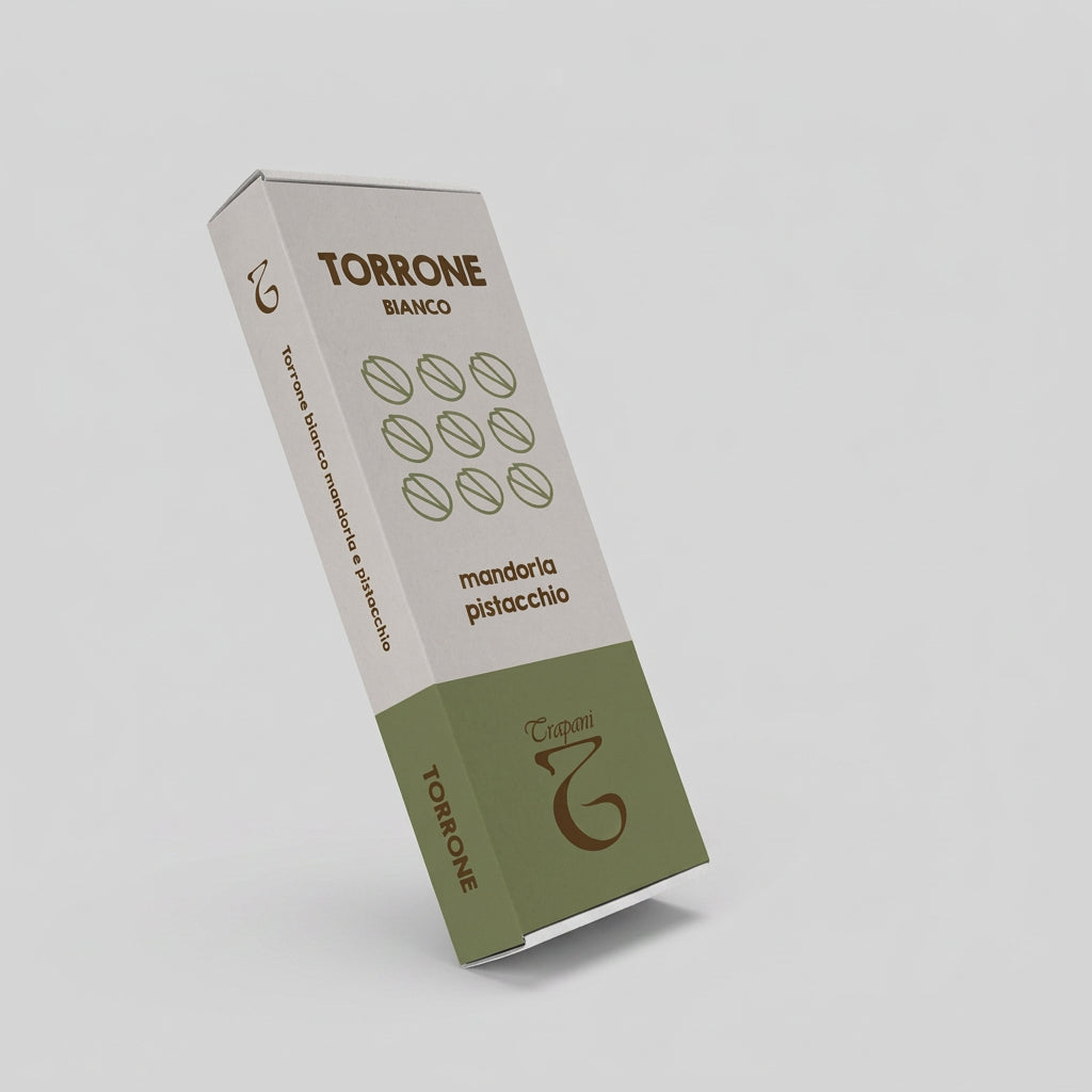 Torrone bianco morbido con mandorle e pistacchio Torronificio Trapani – Cesta Bronte Pistacchio