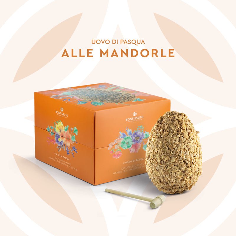 Uovo di Pasqua al cioccolato bianco con granella di mandorle 500 g