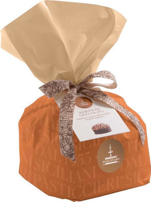 Panettone Fiasconaro con gocce di Cioccolato 500 grammi, incarto a mano, Sicilus