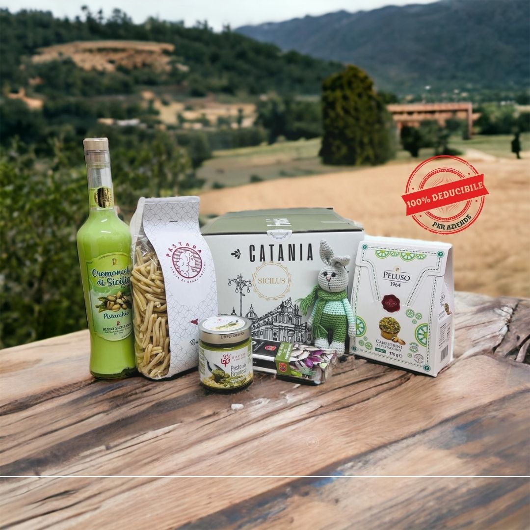 Cesto Natalizio al Pistacchio "Brontese" con 7 prodotti siciliani - SICILUS