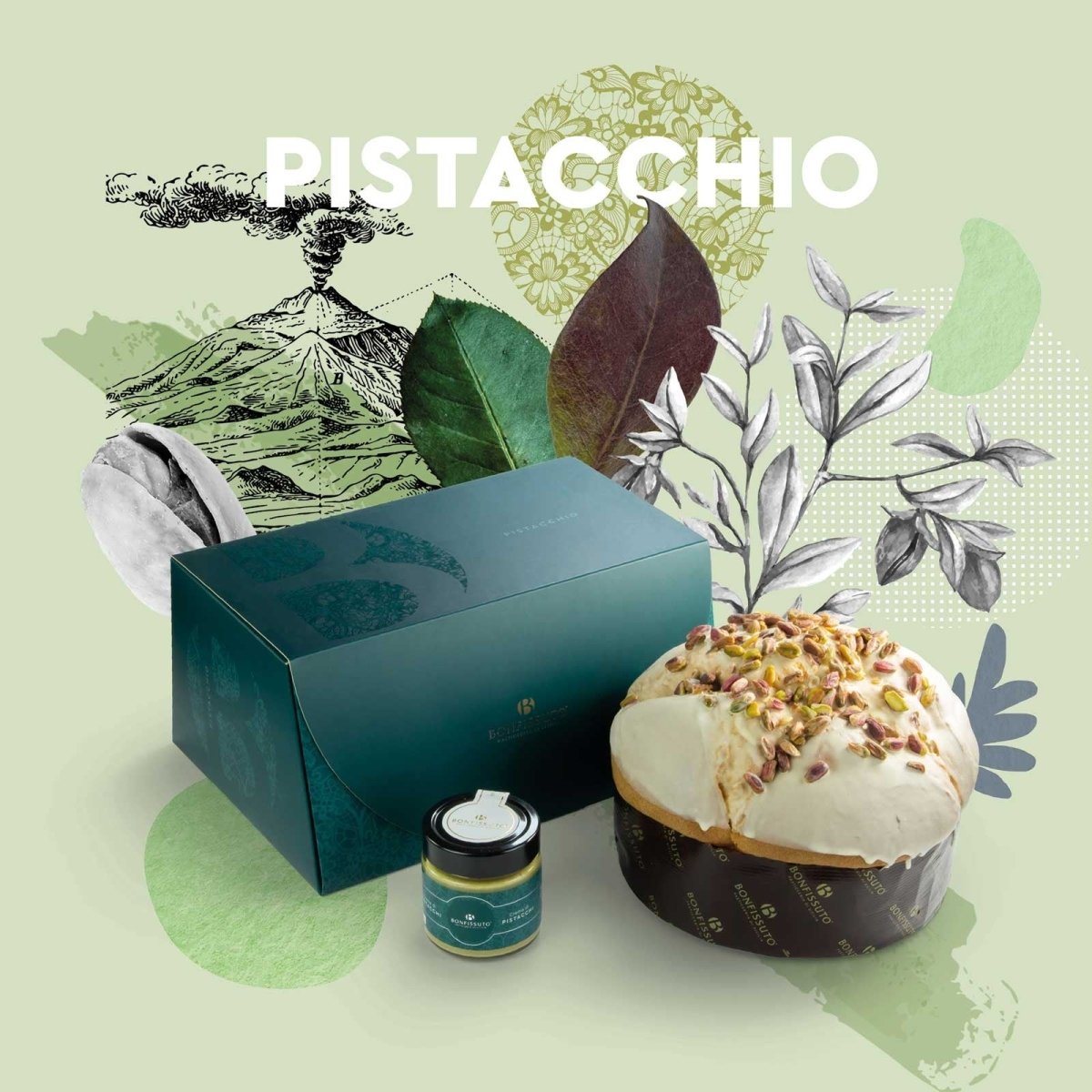 Panettone al pistacchio Bonfissuto intero in confezione regalo Sicilus