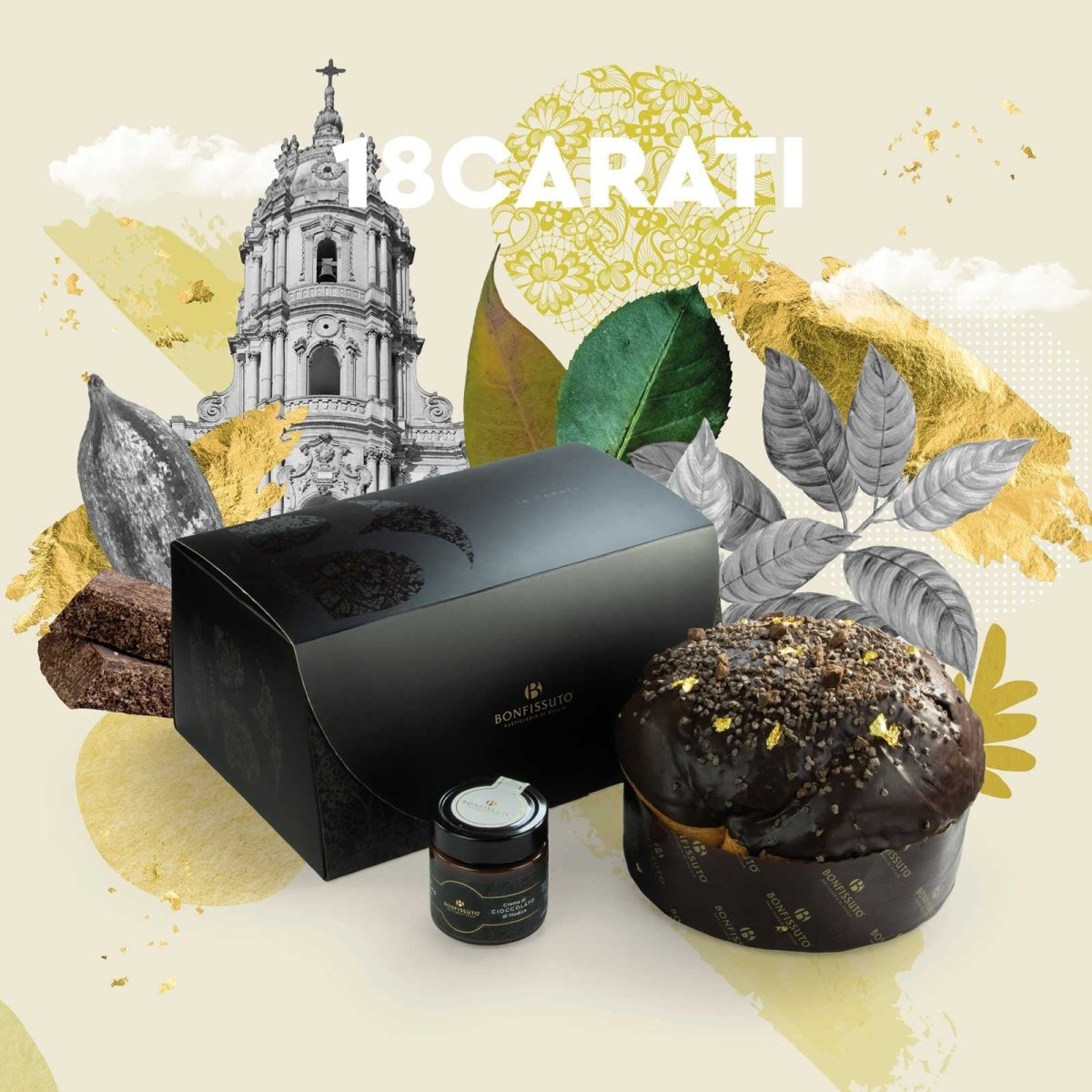 Panettone Bonfissuto 18 carati con crema al cioccolato di Modica