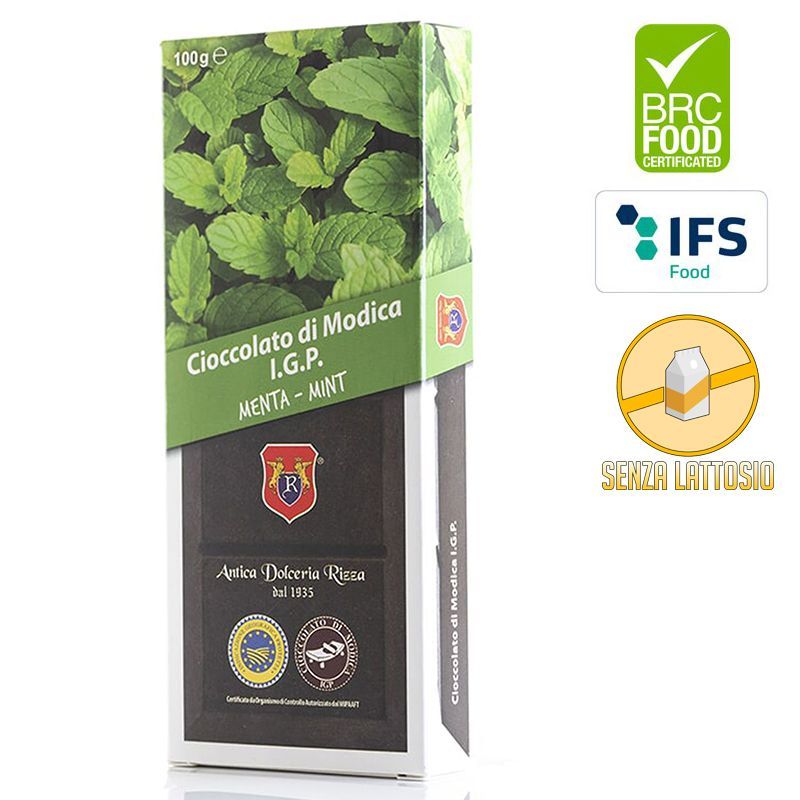 cioccolato di modica igp alla menta selvativa, antica dolceria rizza, sicilus