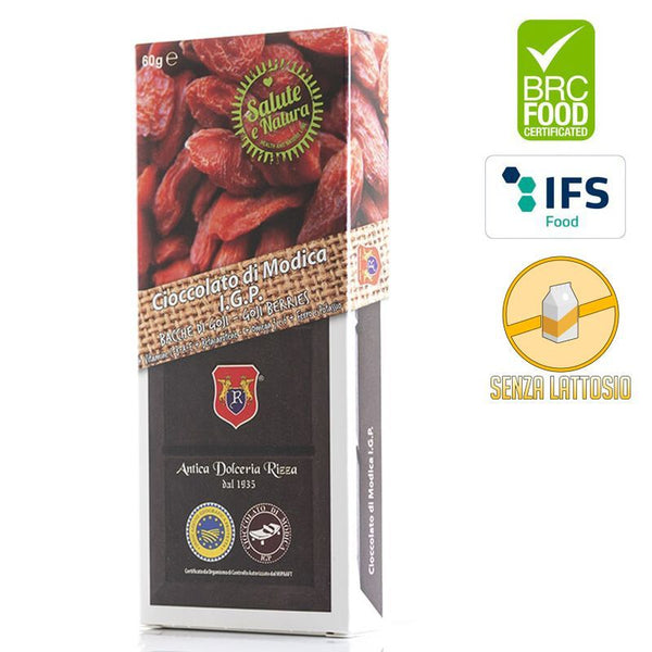 cioccolato di modica igp con bacche di goji, antica dolceria rizza, sicilus