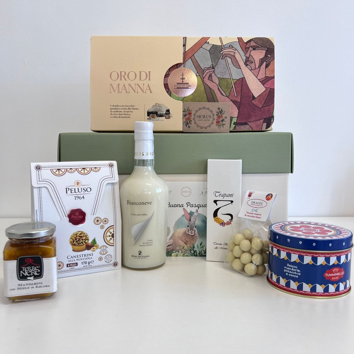 Cesta Pasquale "Vigata" con Colomba Fiasconaro Oro di Manna - Sicilus Srl