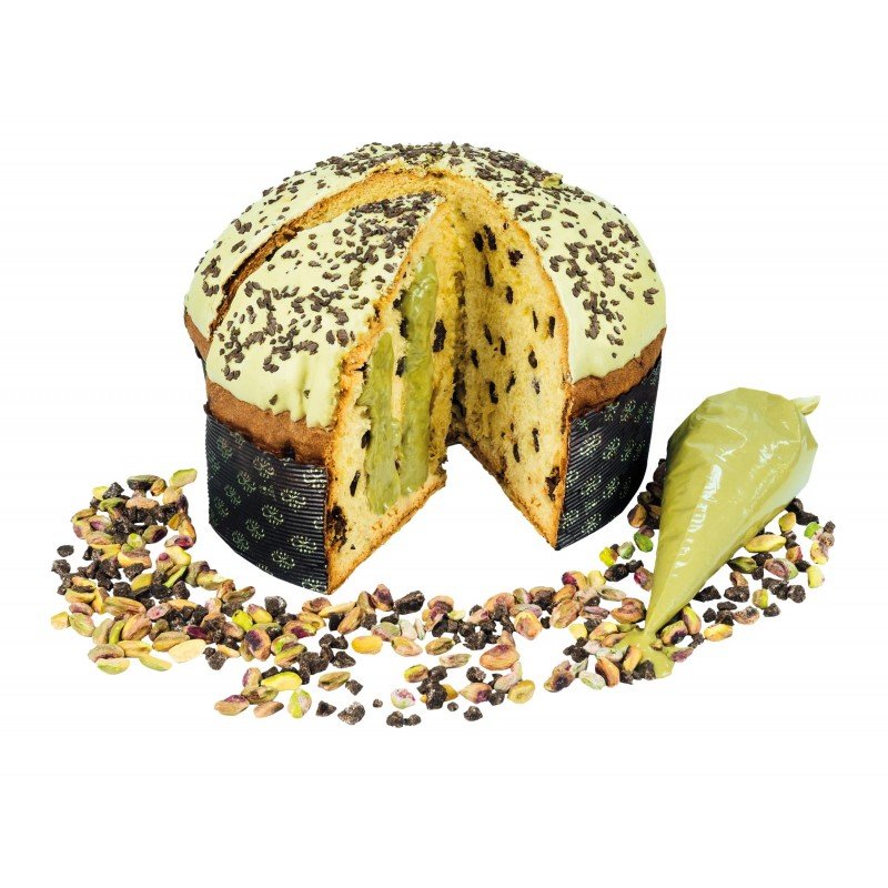 Panettone Peluso Calipso senza scatolo con Cioccolato di Modica IGP e Pistacchio in sac a poche - Sicilus Shop