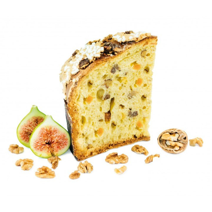 fetta di panettone fichi, noci e moscato, peluso, Sicilus