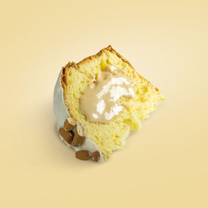 fetta di panettone alle mandorle bonfissuto con crema alle mandorle, sicilus shop