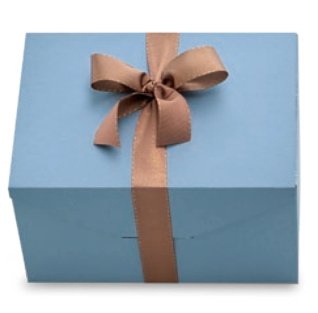 Scatola regalo media, carta da zucchero e nastro caramello - Sicilus Srl