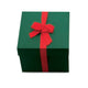 Scatola regalo media, verde bosco e nastro rosso